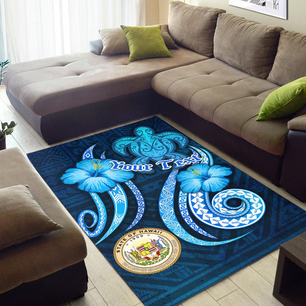 Hawaii Personalised Area Rug -Turtle and Tribal Tattoo Of Polynesian-Myprintsy