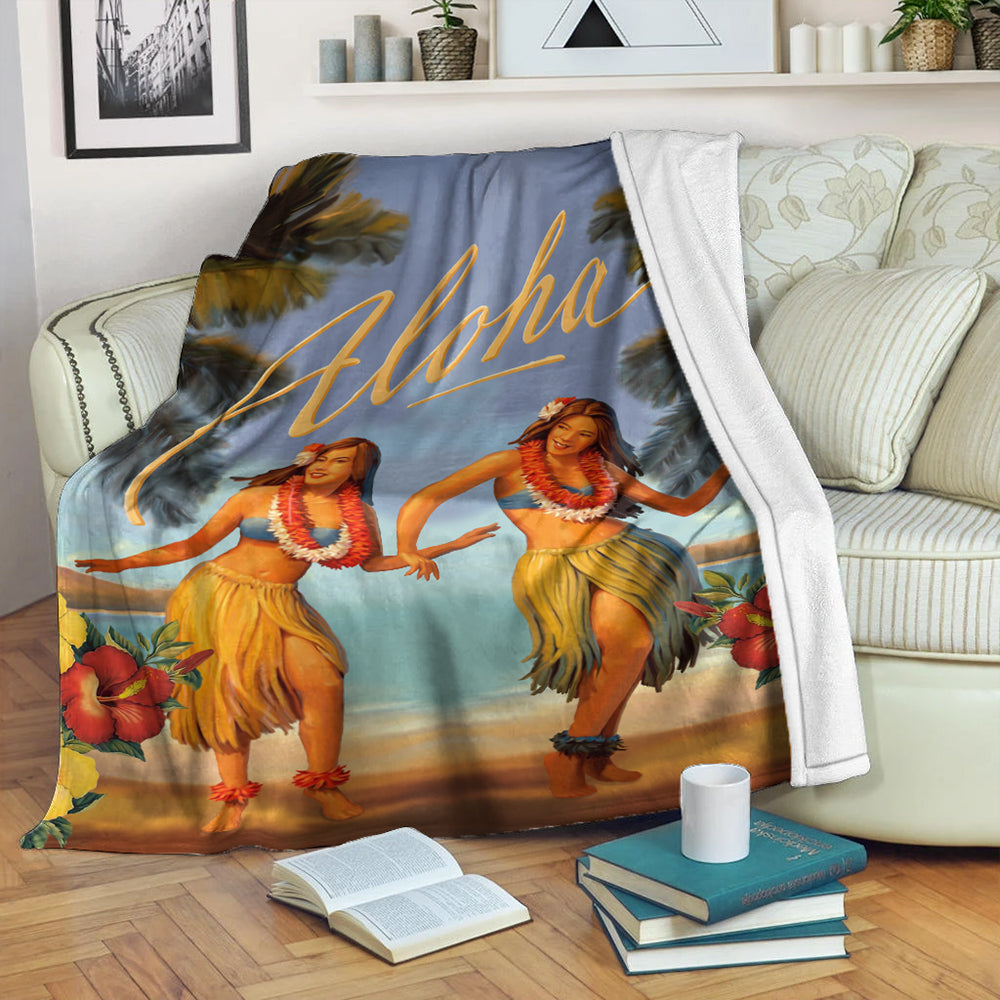 Hawaii Premium Blanket Aloha Hula Dance Hibiscus-Myprintsy