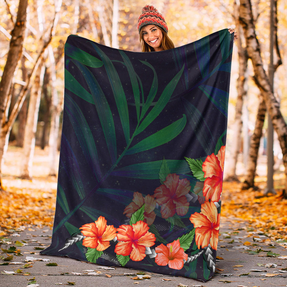 Hawaii Premium Blanket Hibiscus Palm Background-Myprintsy