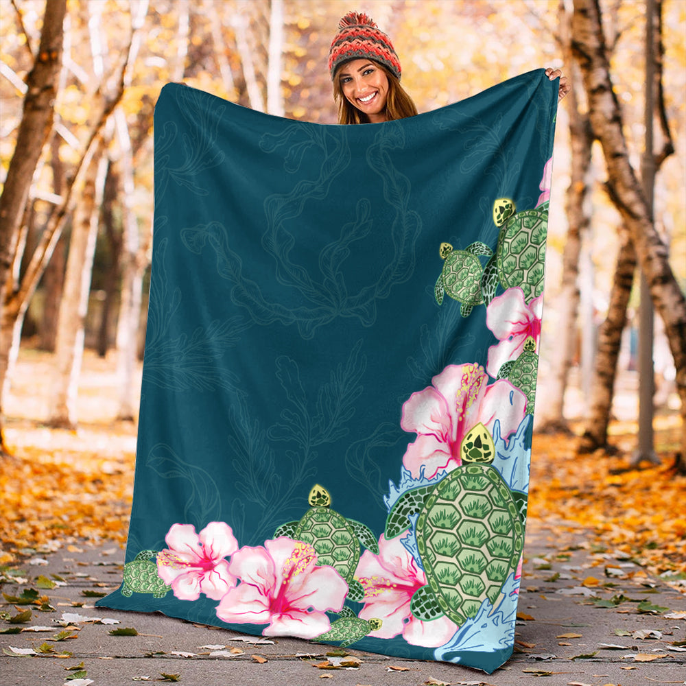 Hawaii Premium Blanket Hibiscus Turtle Dance-Myprintsy