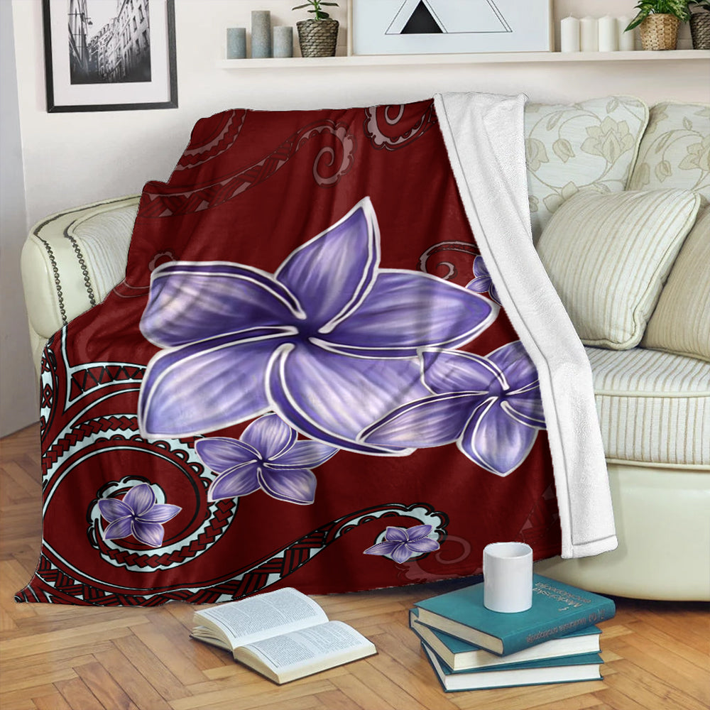 Hawaii Premium Blanket Plumeria Violet Polynesia Red-Myprintsy