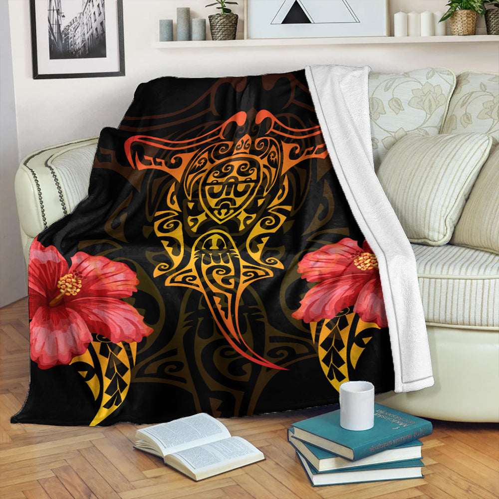 Hawaii Premium Blanket Polynesian Hibiscus Animal-Myprintsy