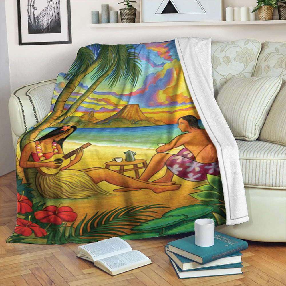 Hawaii Premium Blanket Sing A Song On A Beach-Myprintsy