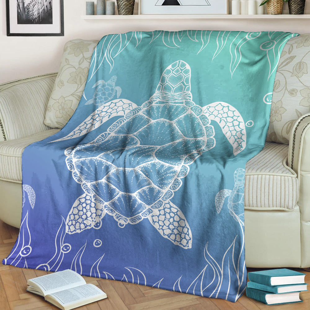 Hawaii Premium Blanket Turtle Gardiant Background-Myprintsy