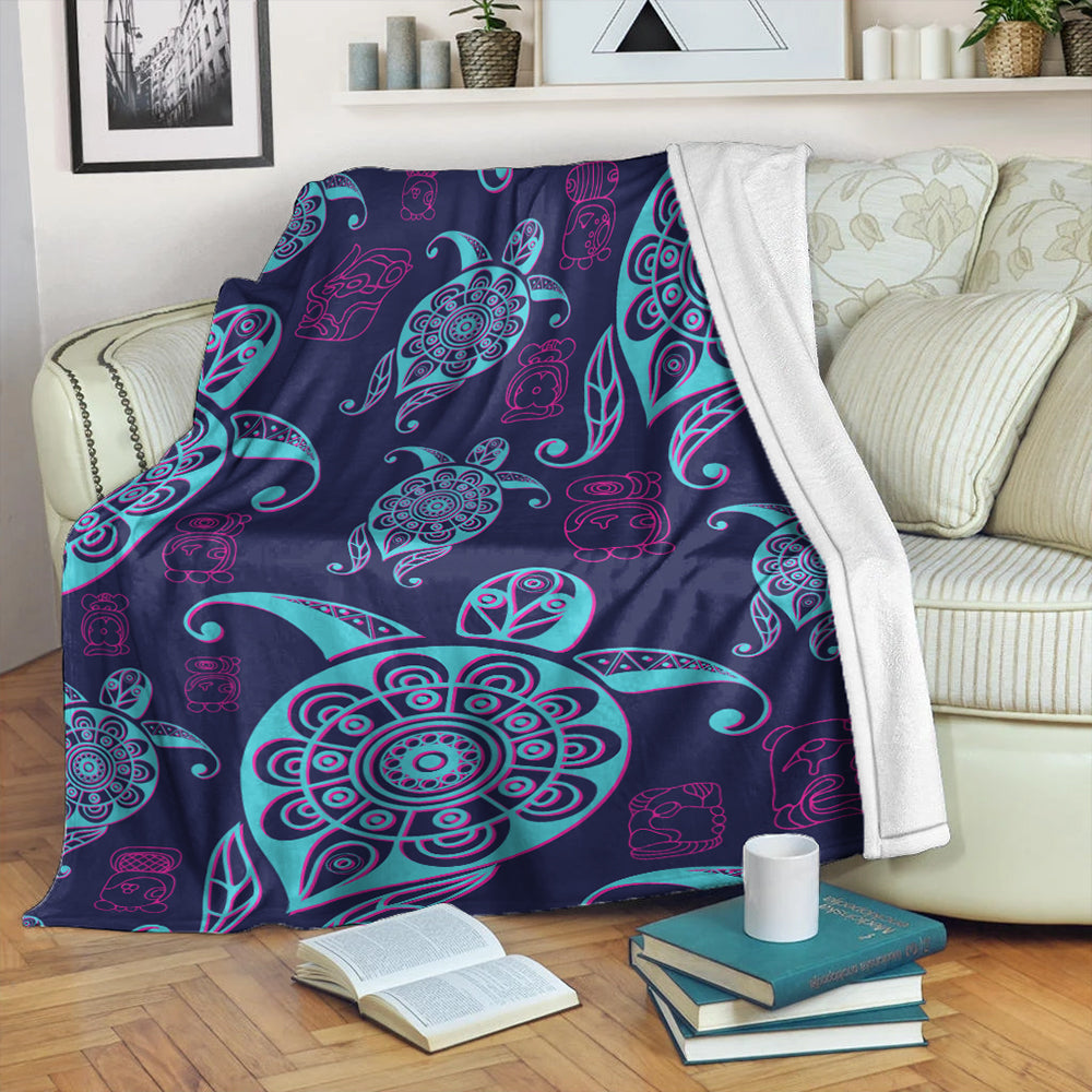 Hawaii Premium Blanket Turtle Neon-Myprintsy