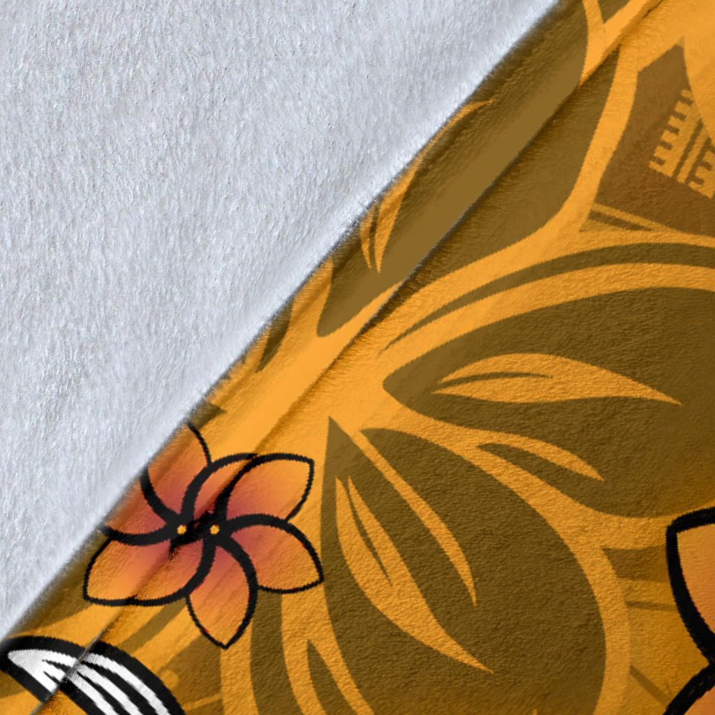 Hawaii Premium Blanket - Turtle Plumeria Polynesian Tattoo Gold Color-Myprintsy
