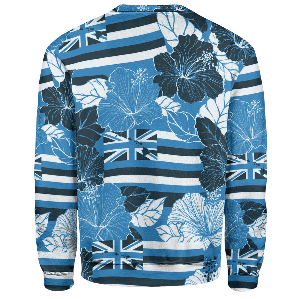 Hawaii Sweatshirt Hibiscus Flag Map Island Pride-Myprintsy