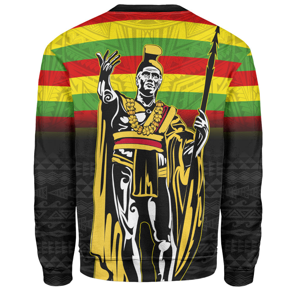 Hawaii Sweatshirt King Kamehameha Flag Kanaka Maoli Tribal Tattoo-Myprintsy