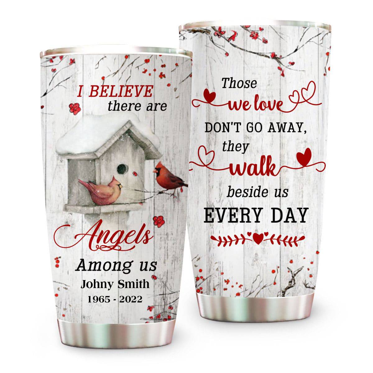 I Believe Angels Among Us - Personalized Memorial Cardinal Tumbler-Myprintsy