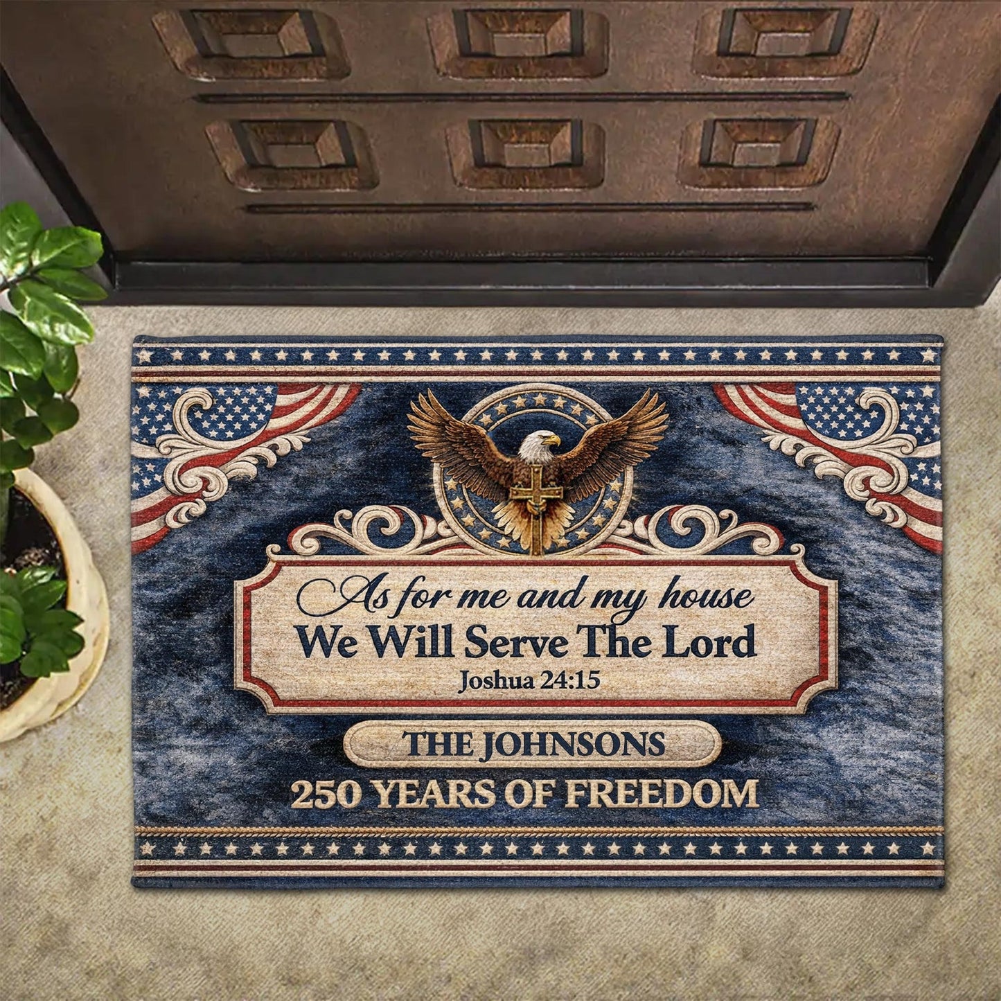 As For Me And My House We Will Serve The Lord - Personalized Doormat - Gift For Family