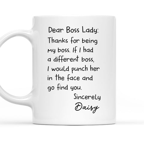 Boss Lady Thank For Being My Boss - Personalized Coffee Mug