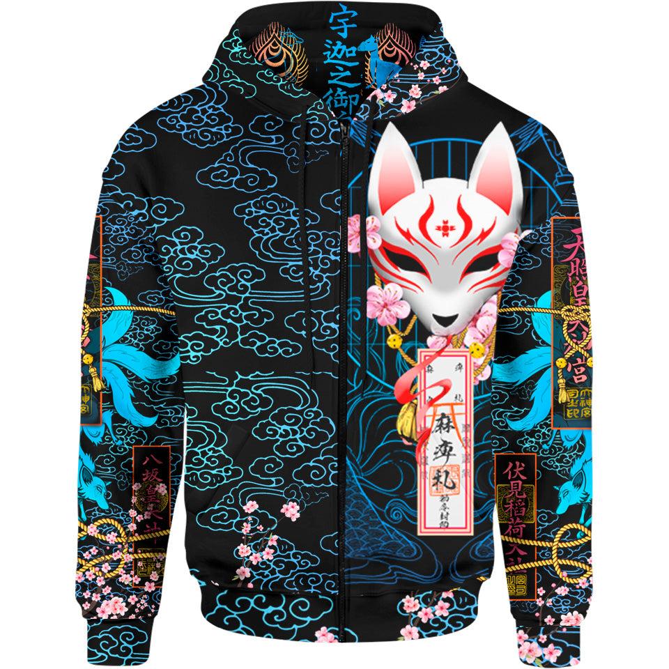 Kitsune Zip Hoodie - Blue Edition
