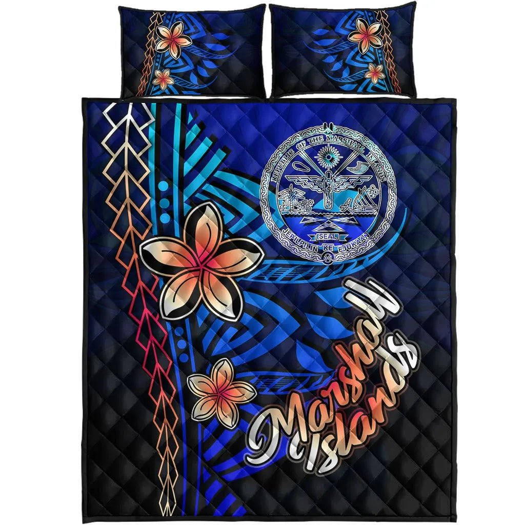 Marshall Islands Quilt Bed Set - Vintage Tribal Mountain Crest