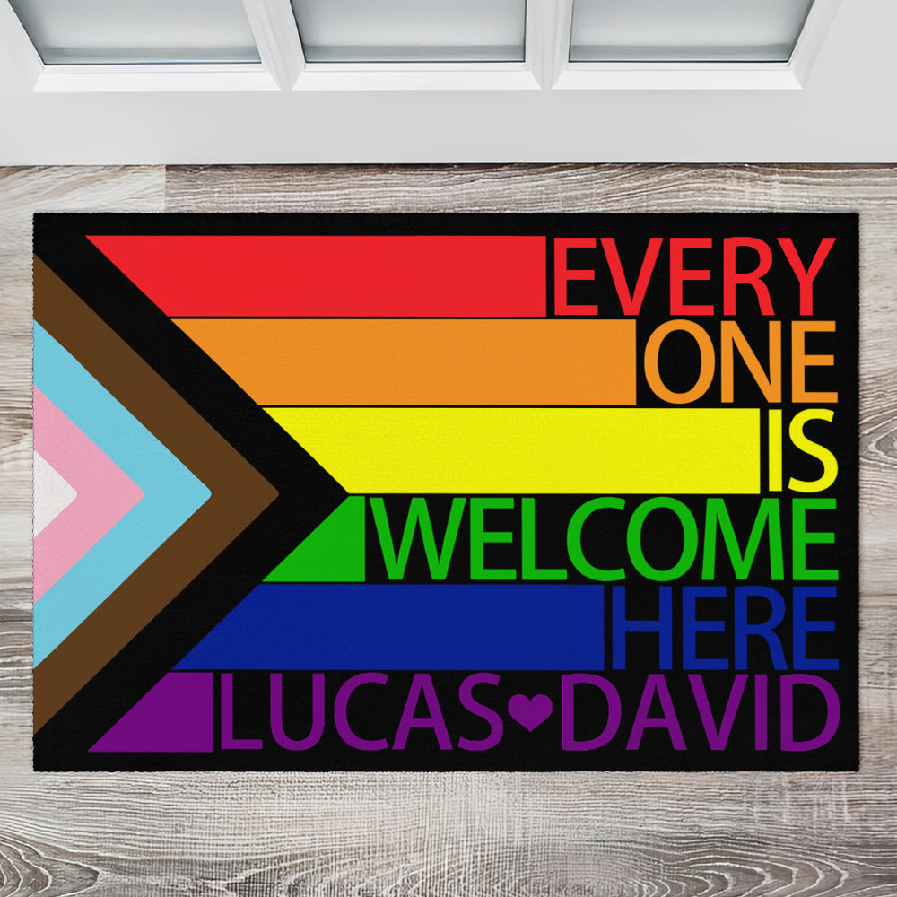 Everyone Is Welcome Here - Personalized Doormat