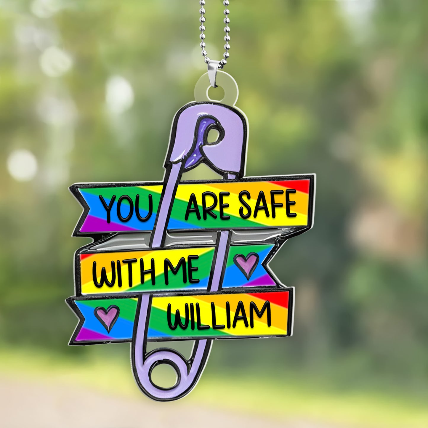 You Are Safe With Me - Personalized Rear View Mirror Accessory