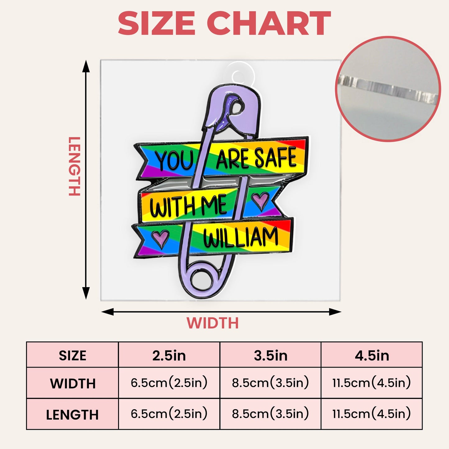 You Are Safe With Me - Personalized Rear View Mirror Accessory