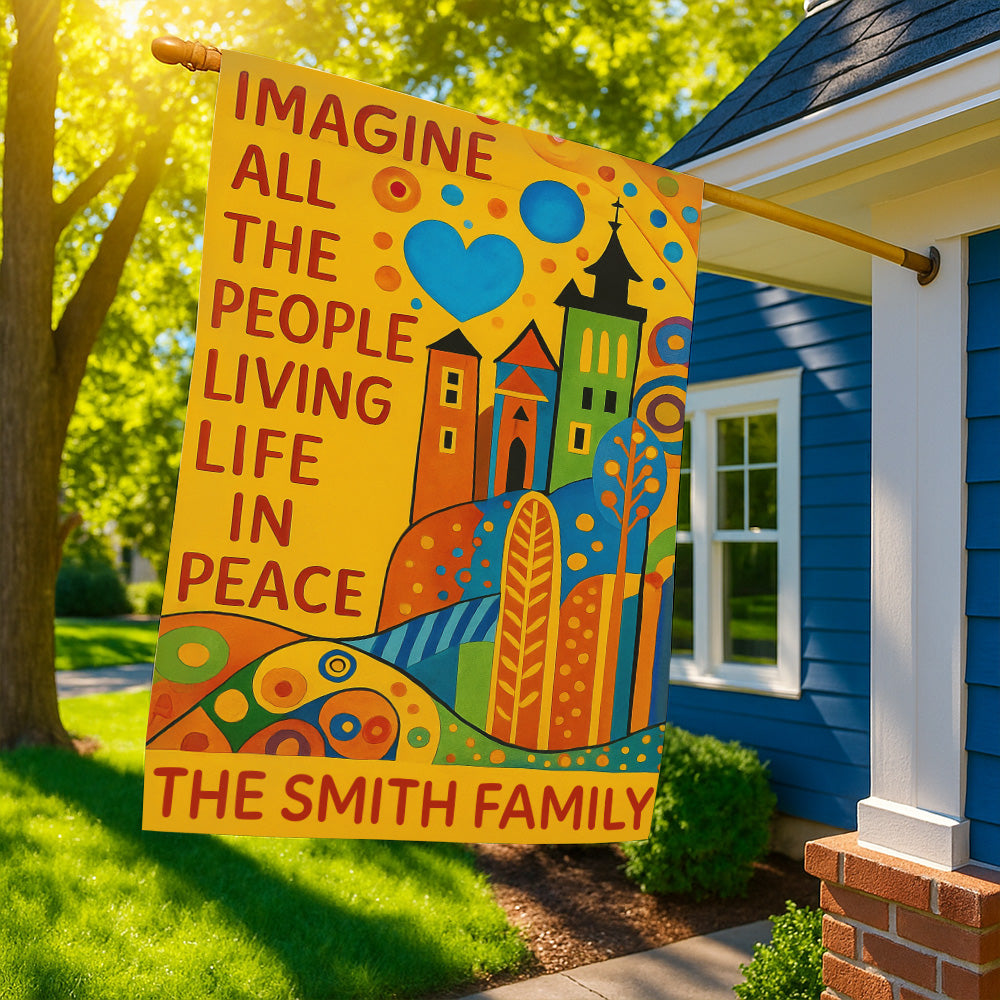 Image All The People Living Live In Peace - Personalized Garden Flag