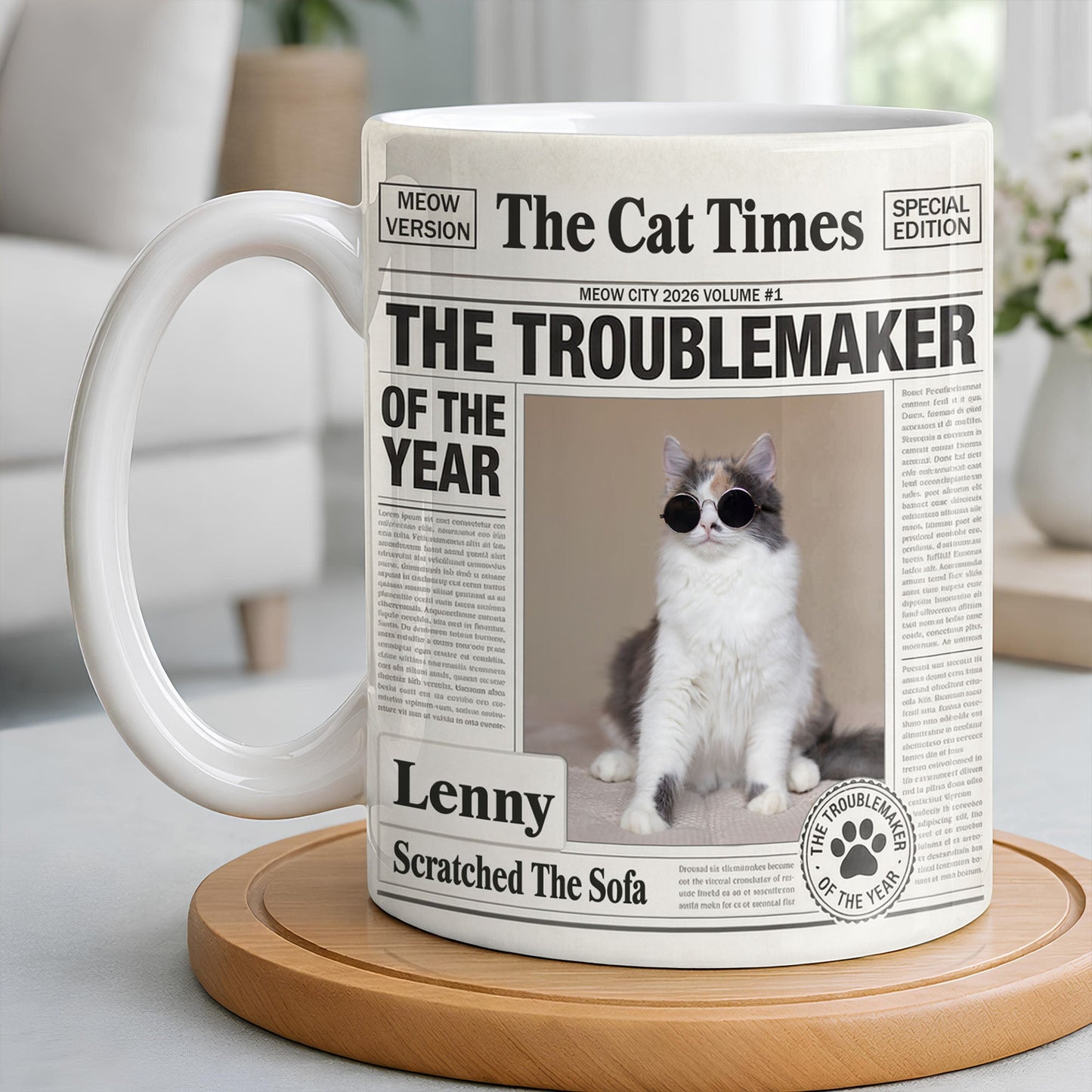 The Troublemaker Of The Year - Personalized Pet Coffee Mug - Gift For Pet Lovers