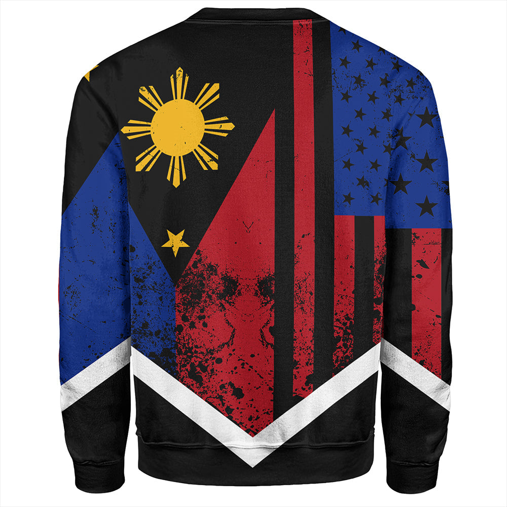 Philippines And American Sweatshirt Flag Half Concept Brush Style