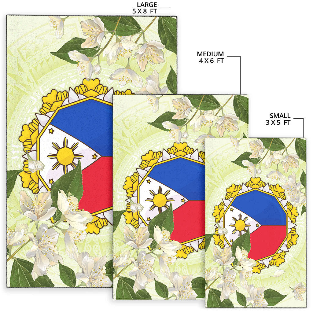 Philippines Filipino Area Rug Filipino Sun And Jasmine Flowers-Myprintsy
