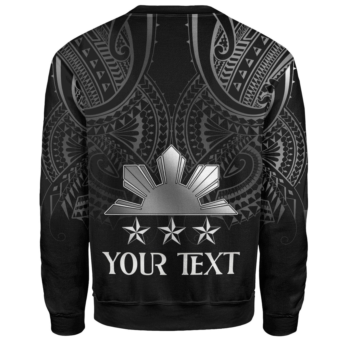 Philippines Filipinos Custom Personalised Sweatshirt Black Sun And Stars Tribal Tatau Design-Myprintsy