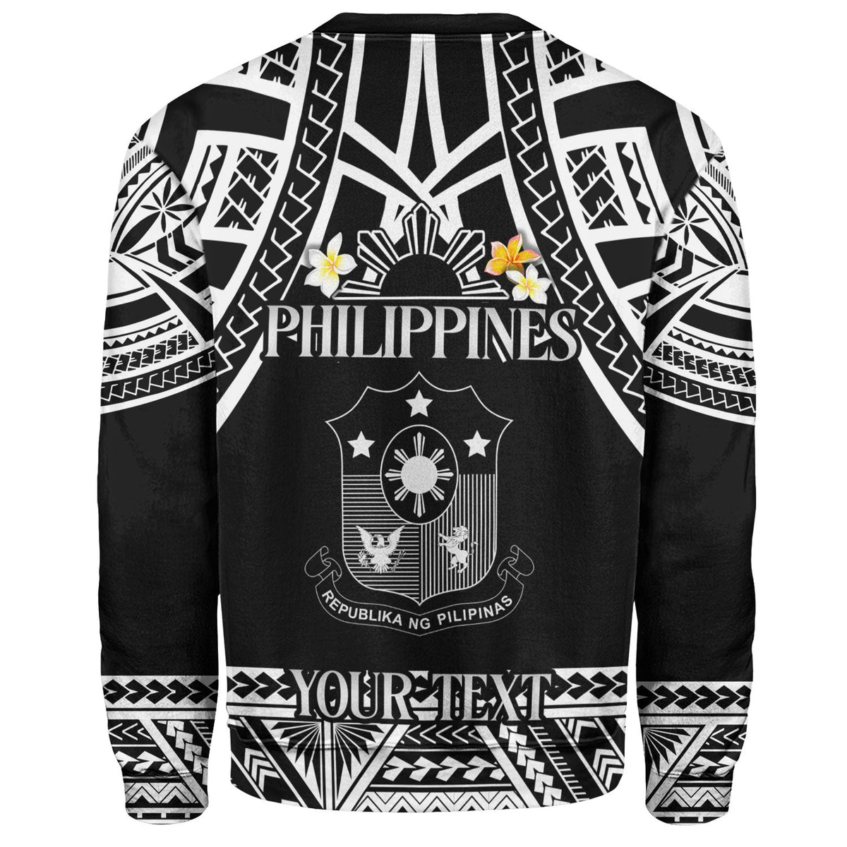 Philippines Filipinos Custom Personalised Sweatshirt Filipinos Plumeria Flowers Mix Tribal Patterns