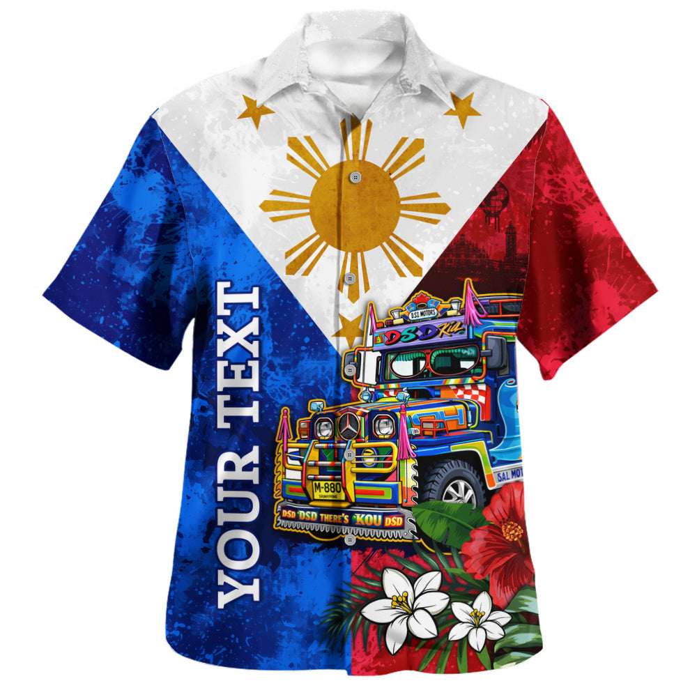 Philippines Filipinos Hawaiian Shirt Custom Jeepney Flag Tropical Floral-Myprintsy