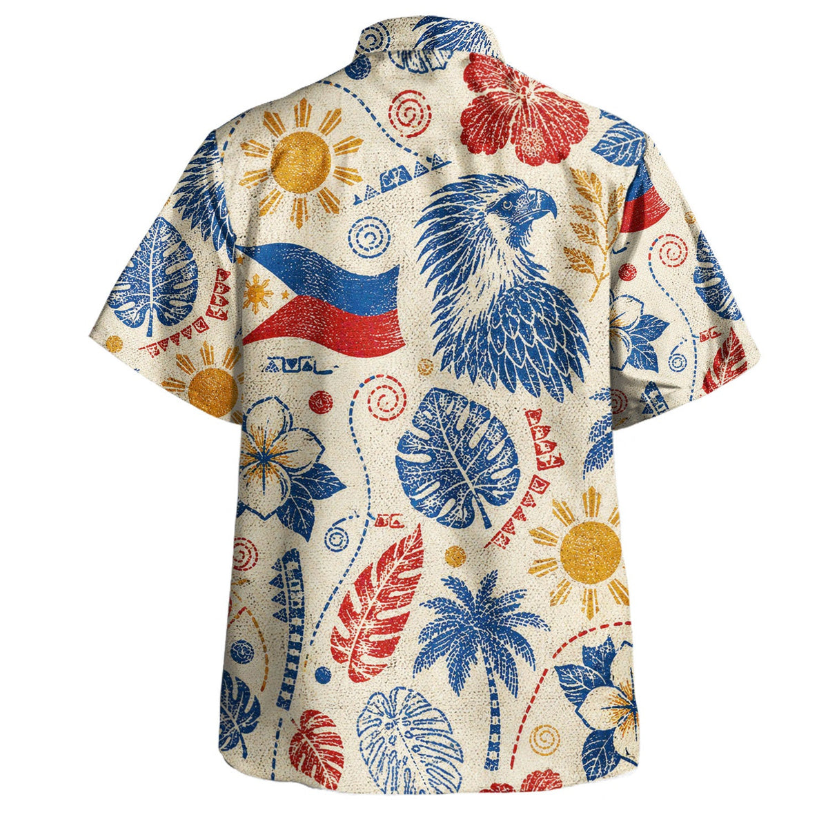 Philippines Filipinos Hawaiian Shirt Eagle Sun Flag Tropical Floral Vintage Stamp Style-Myprintsy