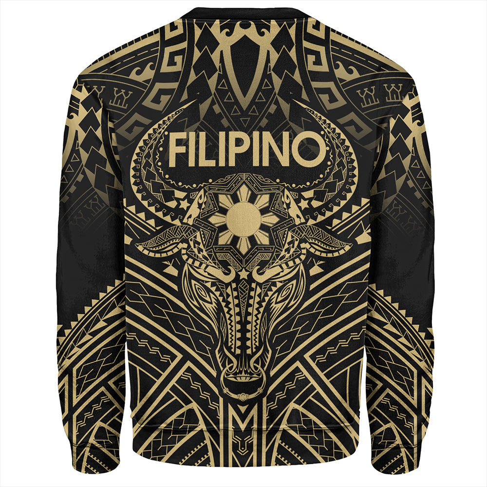 Philippines Filipinos Sweatshirt Tribal Koner Water Buffalo Tattoo Gold-Myprintsy