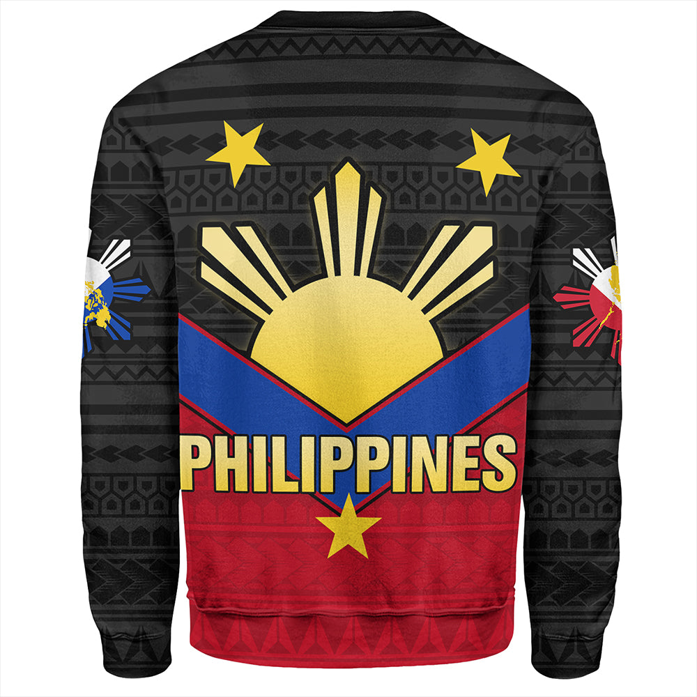 Philippines Sweatshirt Custom - Philippines Sun Star Sport Style Polynesian