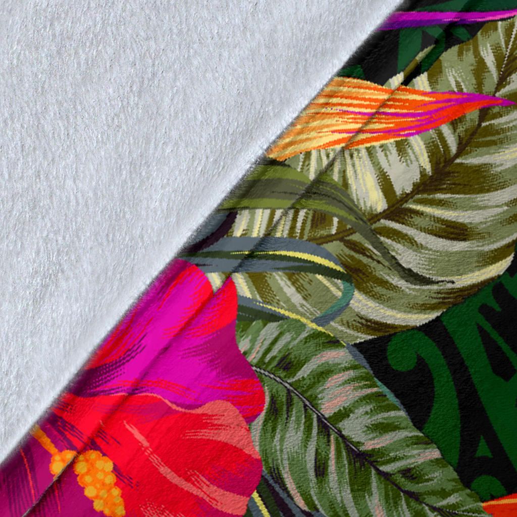 Polynesian Hawaii Personalised Kanaka Maoli Premium Blanket - Summer Hibiscus-Myprintsy