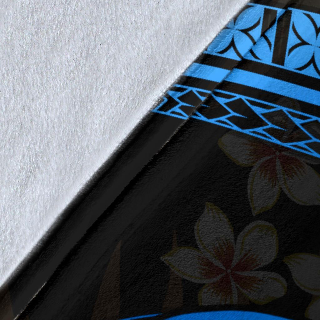 Polynesian Hawaii Premium Blanket - Blue Plumeria-Myprintsy