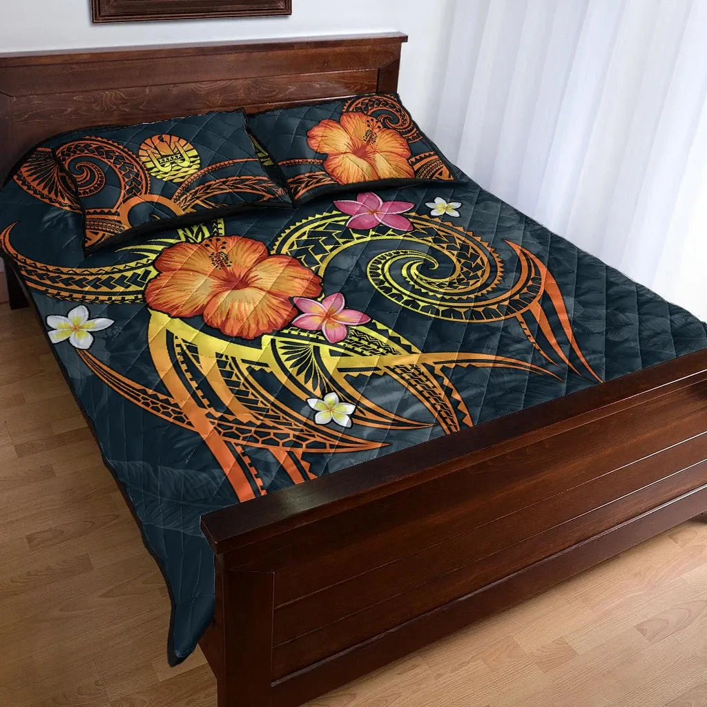 Polynesian Tahiti Personalised Quilt Bed Set - Legend of Tahiti (Blue)
