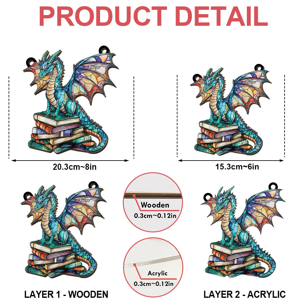 Book Dragon - Personalized Window Hanging Suncatcher