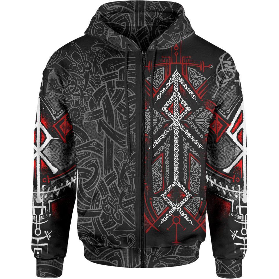 Runes Of Loki Zip Hoodie - Red Edition