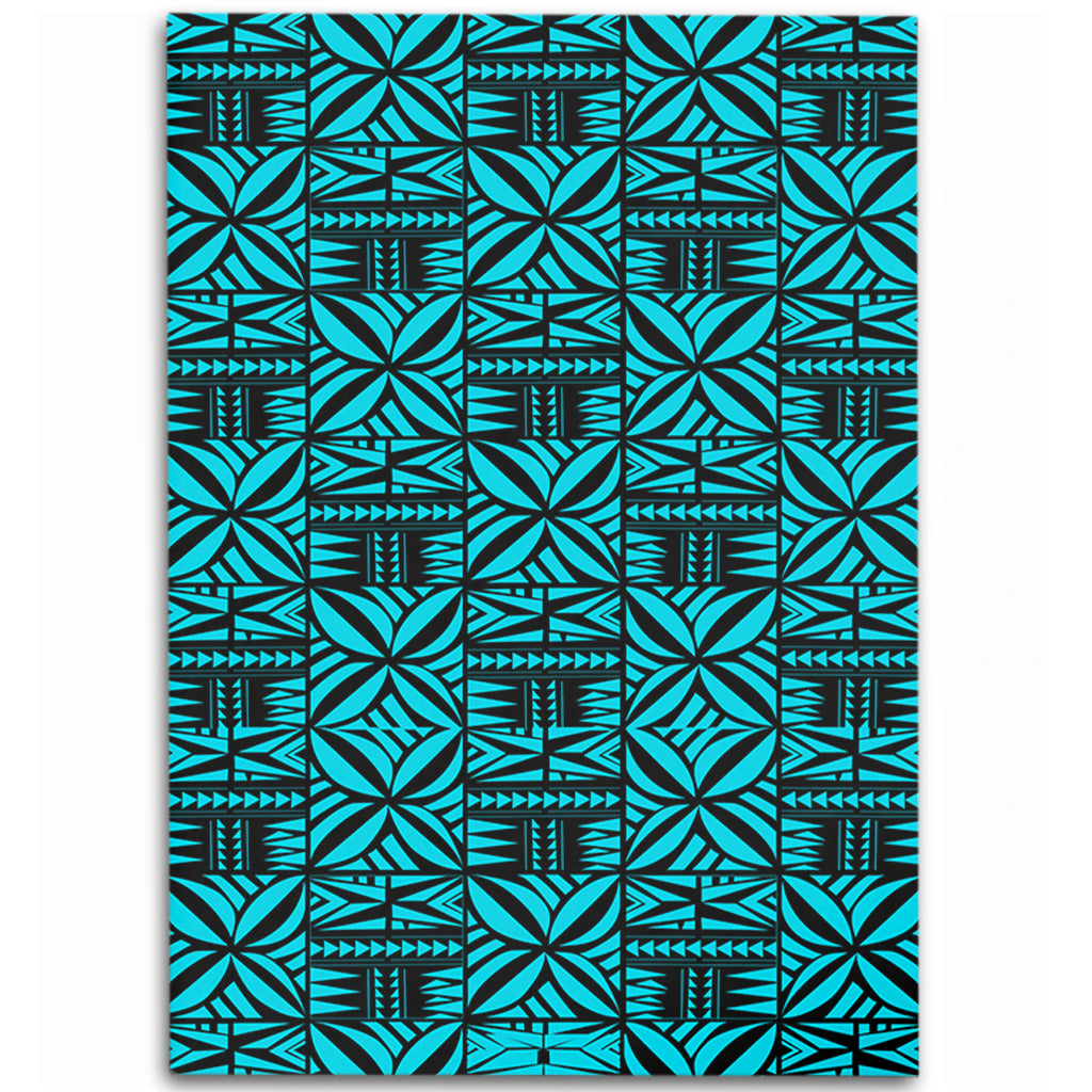 Samoa Area Rug Design Stretch Print Fabric Turquoise-Myprintsy