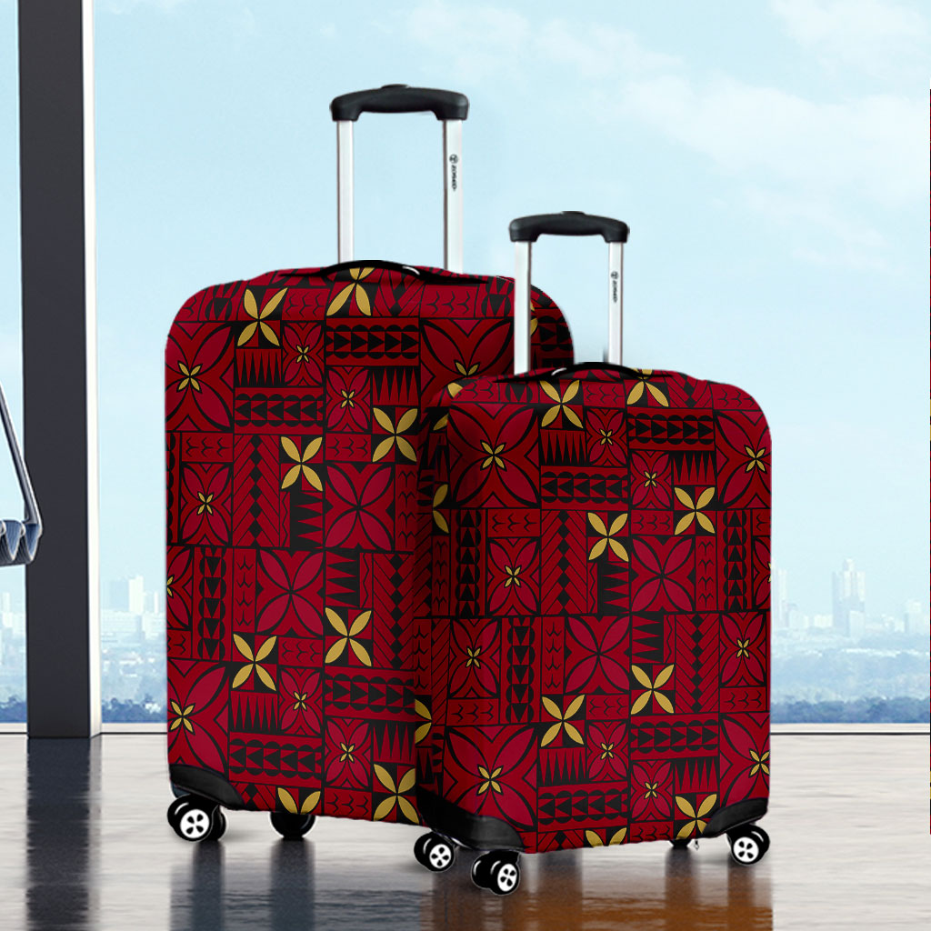 Samoa Luggage Cover Siapo Design Tribal Pattern Red