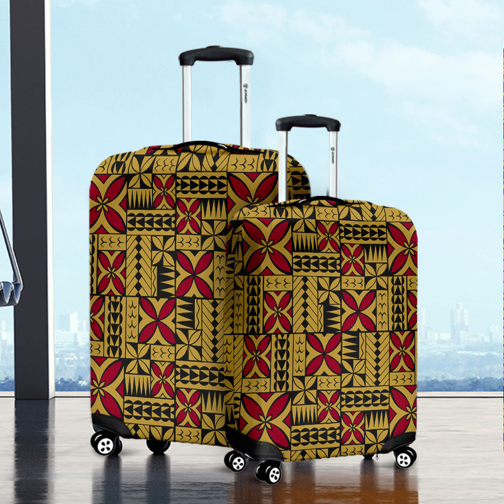 Samoa Luggage Cover Siapo Design Tribal Pattern Yellow