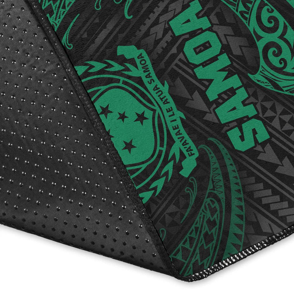 Samoa Polynesian Area Rug - Green Tribal Wave-Myprintsy