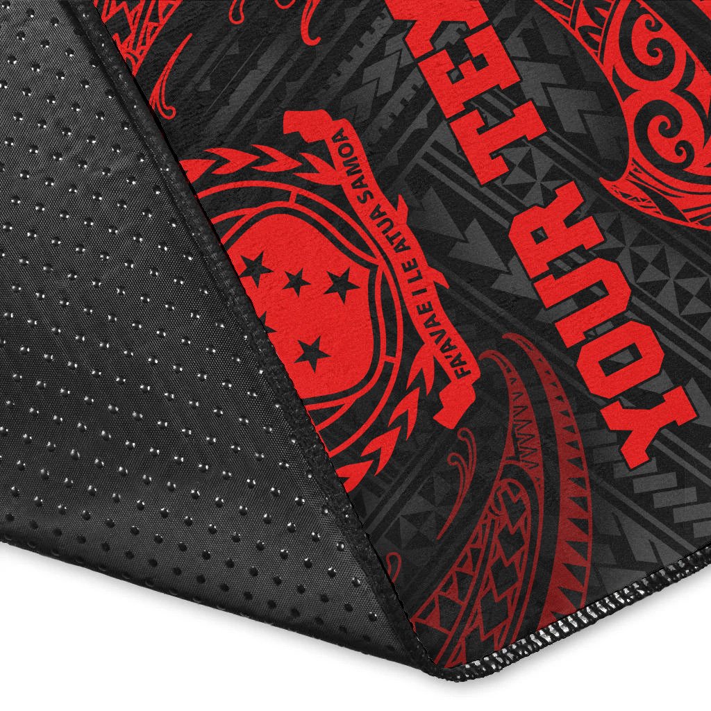 Samoa Polynesian Custom Personalised Area Rug - Red Tribal Wave-Myprintsy
