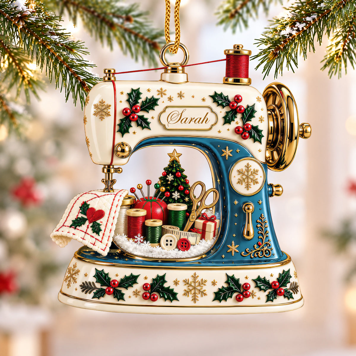 Sewing Machine Crafting Joy - Personalized Acrylic Ornament-Myprintsy