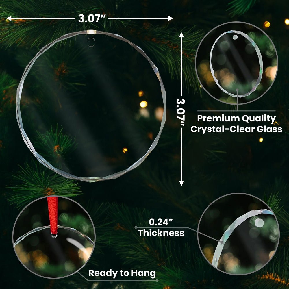 Safe In The Arms Of Jesus - Memorial Sympathy Gifts For Loss Of Mom, Dad - Personalized Christmas Photo Circle Glass Ornament
