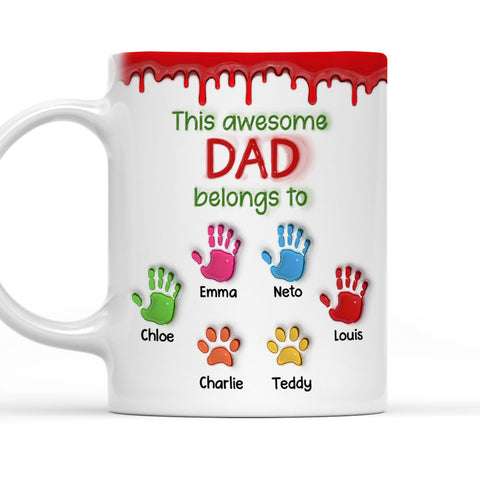 This Awesome Dad Belongs To Us - Personalized 3D Mug-Myprintsy