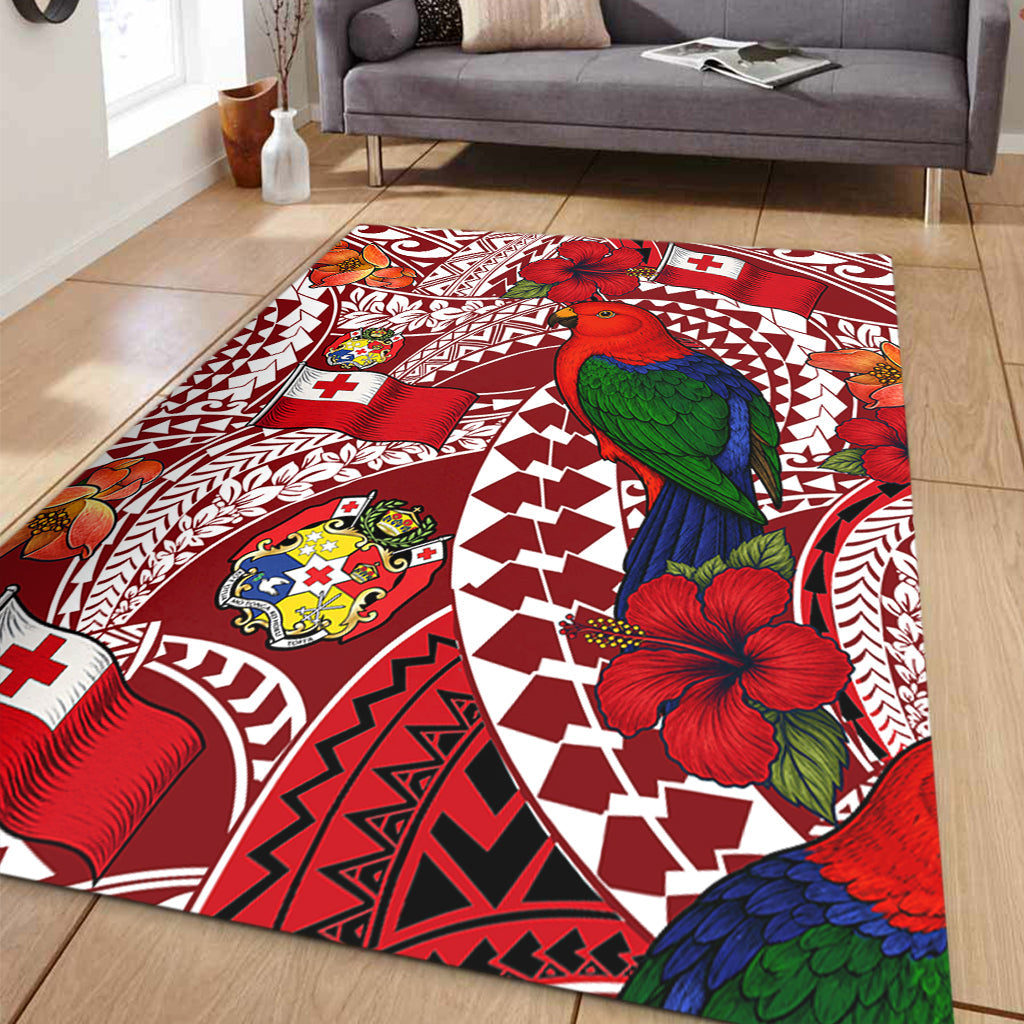 Tonga Area Rug Polynesian Red Shining Parrot Heilala Pattern-Myprintsy