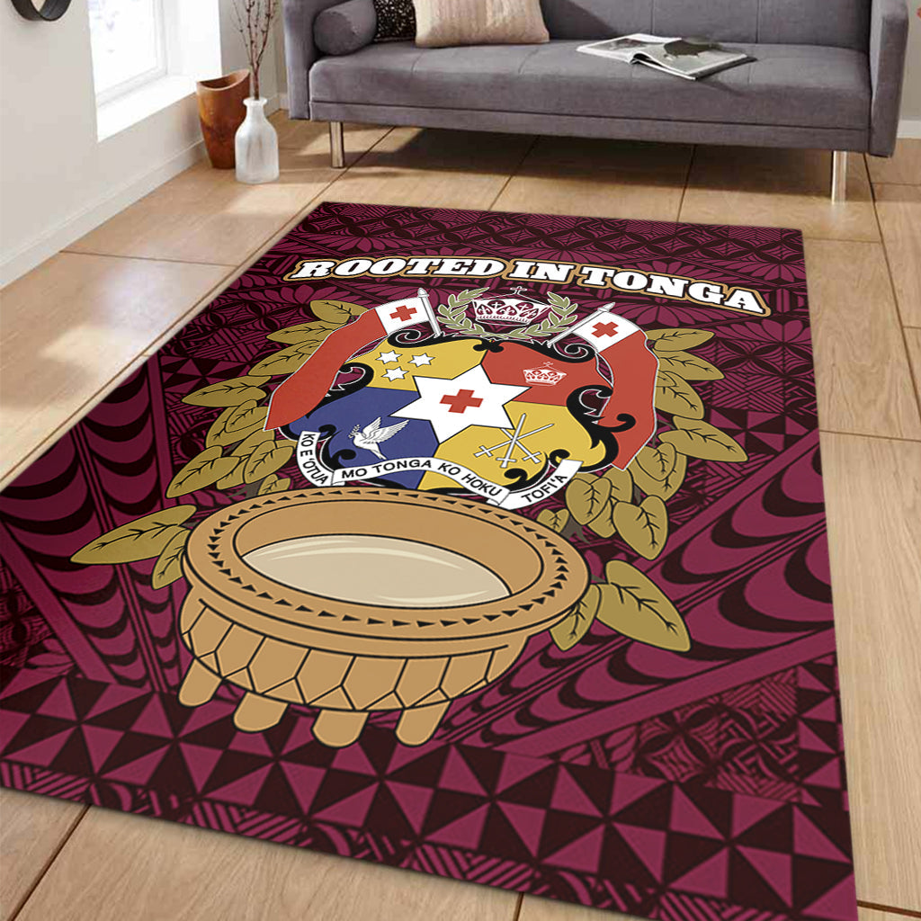 Tonga Area Rug Rooted In Tonga Coat Of Arms Kava Bowl Ngatu Style-Myprintsy