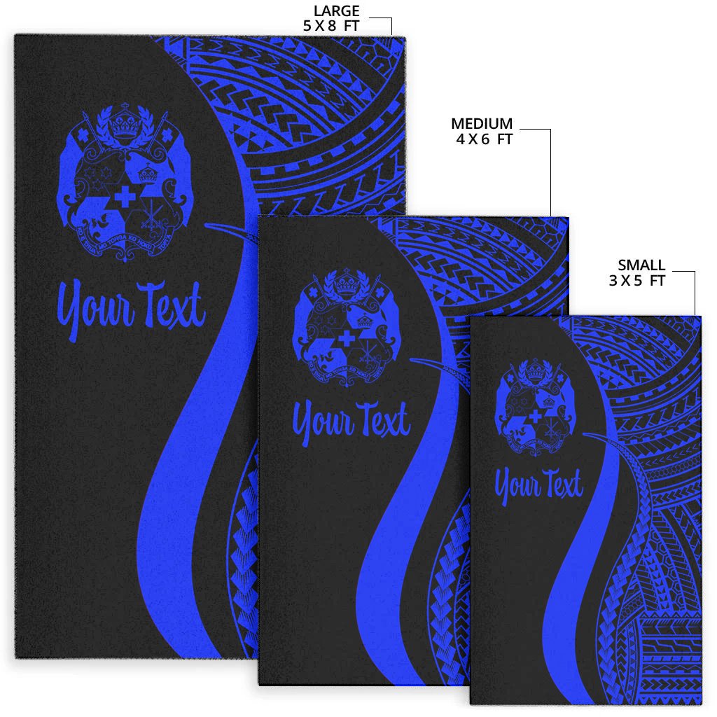 Tonga Custom Personalised Area Rug - Blue Polynesian Tentacle Tribal Pattern-Myprintsy