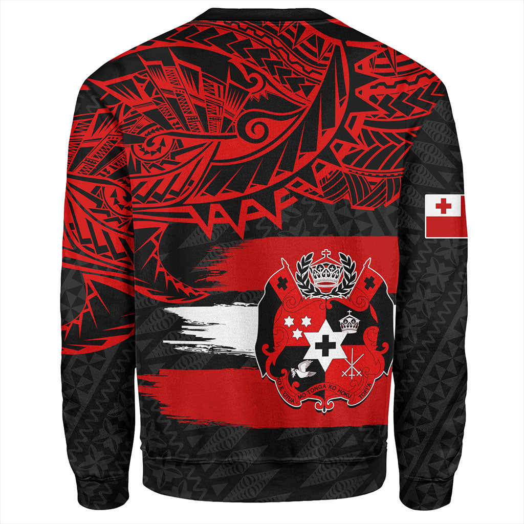 Tonga Sweatshirt Tribal Polynesian Grunge Flag