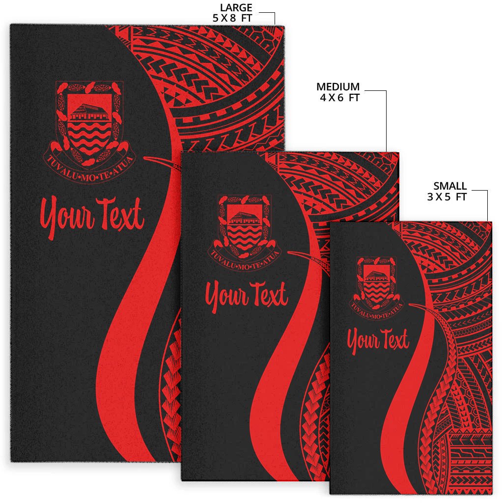 Tuvalu Custom Personalised Area Rug - Red Polynesian Tentacle Tribal Pattern-Myprintsy