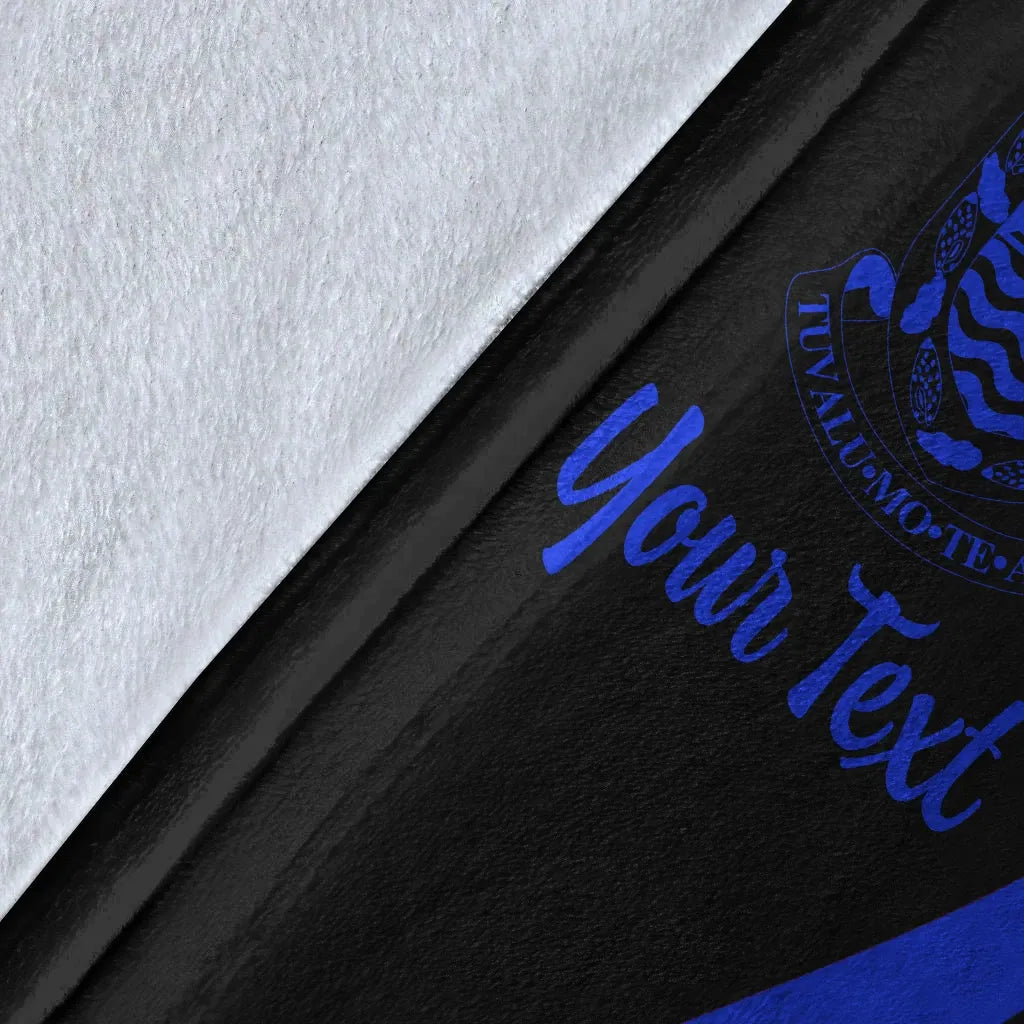 Tuvalu Custom Personalised Premium Blanket - Blue Polynesian Tentacle Tribal Pattern-Myprintsy