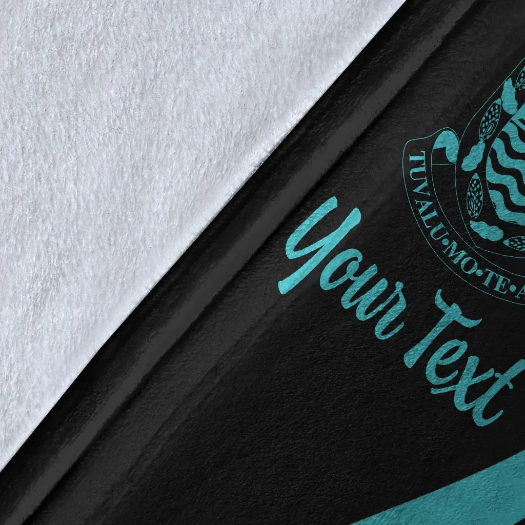 Tuvalu Custom Personalised Premium Blanket - Turquoise Polynesian Tentacle Tribal Pattern-Myprintsy